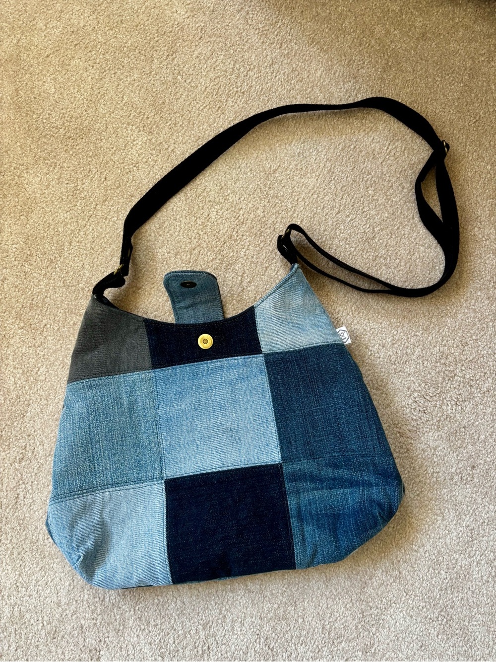 Denim Patchwork Crossbody Bag - Blue